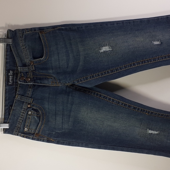 Karma Blue Ultra Stretch Bootcut Button Back Pockets Size 5 - Picture 4 of 16